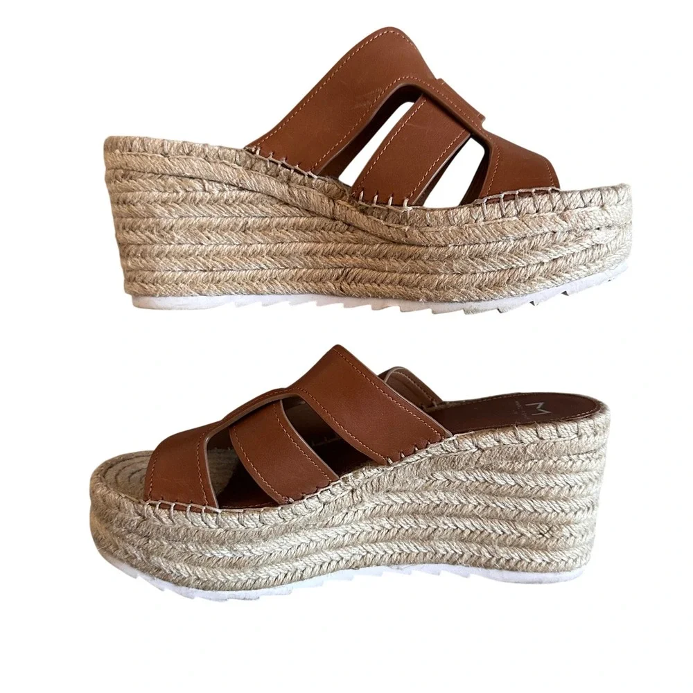 Marc Fisher LTD Robbyn Espadrille Wedge Sandal Womens 9‎ Beach Leather Platform